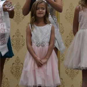 Rare Editions cute White/Pink lace chiffon dress for kids